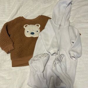 Toddler sweatshirts/fleece footie. Size 12-18m